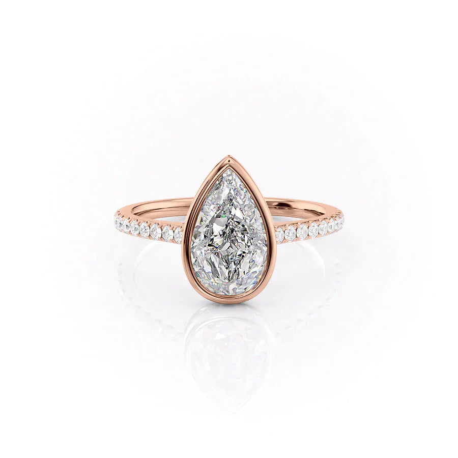 The Pave Charlotte Set With A 2 Carat Pear 14K Rose Gold Lab Diamond