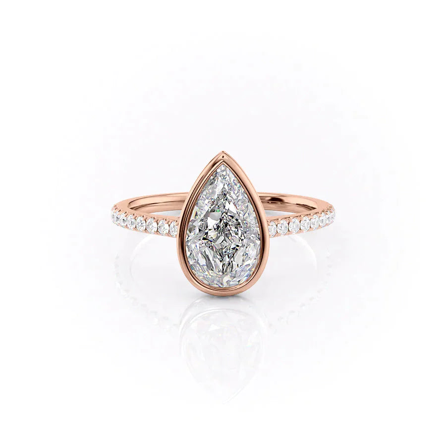 The Charlotte Set With A 2.5 Carat Pear 14K Rose Gold Lab Diamond