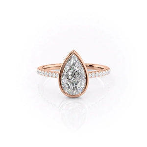 The Charlotte Set With A 2 Carat Pear 14K Rose Gold Lab Diamond