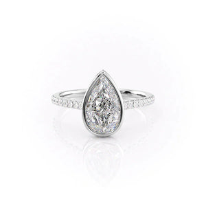 The Pave Charlotte Set  With A 2 Carat Pear 14K White Gold Moissanite