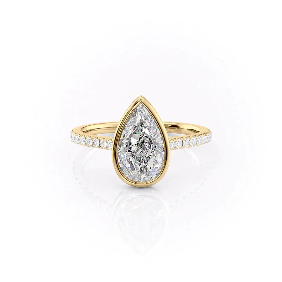 The Charlotte Set With A 2 Carat Pear 14K Yellow Gold Lab Diamond