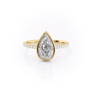 The Charlotte Set With A 2 Carat Pear 14K Yellow Gold Lab Diamond