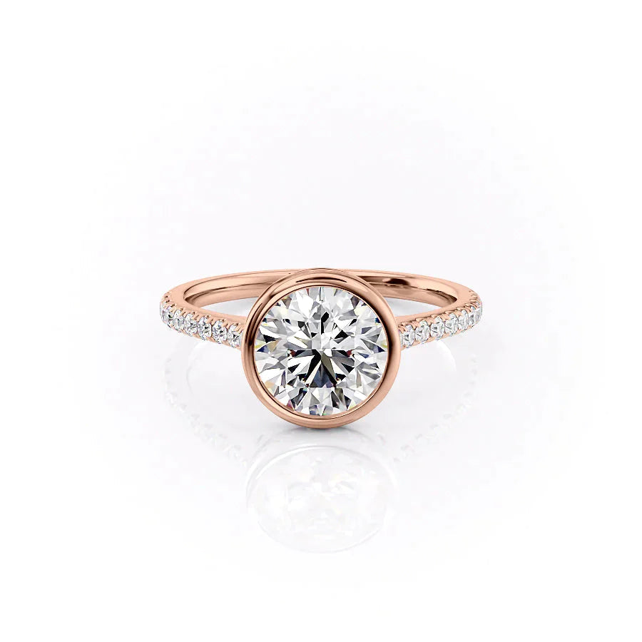The Pave Charlotte Set  With A 3.5 Carat Round 18K Rose Gold Moissanite