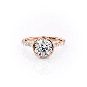 The Pave Charlotte Set  With A 3.5 Carat Round 18K Rose Gold Moissanite