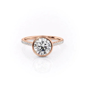 The Charlotte Set With A 3 Carat Round 14K Rose Gold Lab Diamond