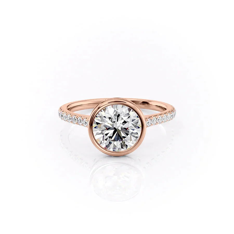 The Charlotte Set With A 2 Carat Round 14K Rose Gold Lab Diamond
