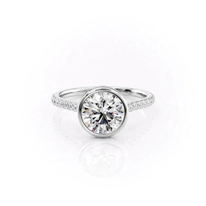 The Pave Charlotte Set With A 1.5 Carat Round 14K White Gold Lab Diamond