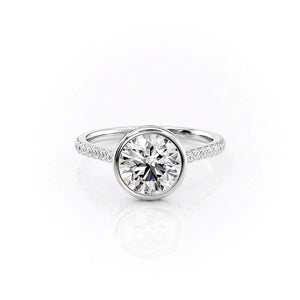 The Charlotte Set With A 2.5 Carat Round 14K White Gold Lab Diamond