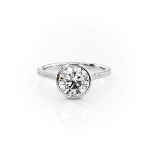 The Pave Charlotte Set  With A 4 Carat Cushion 18K White Gold Moissanite
