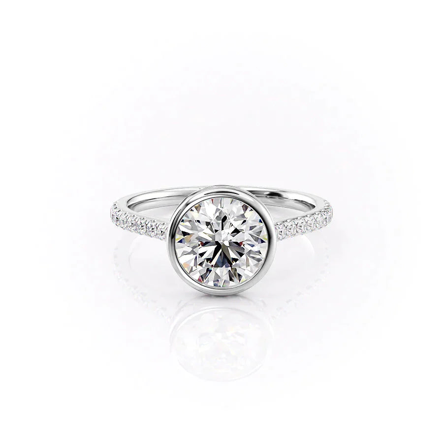 The Charlotte Set With A 1.5 Carat Round 18K White Gold Lab Diamond