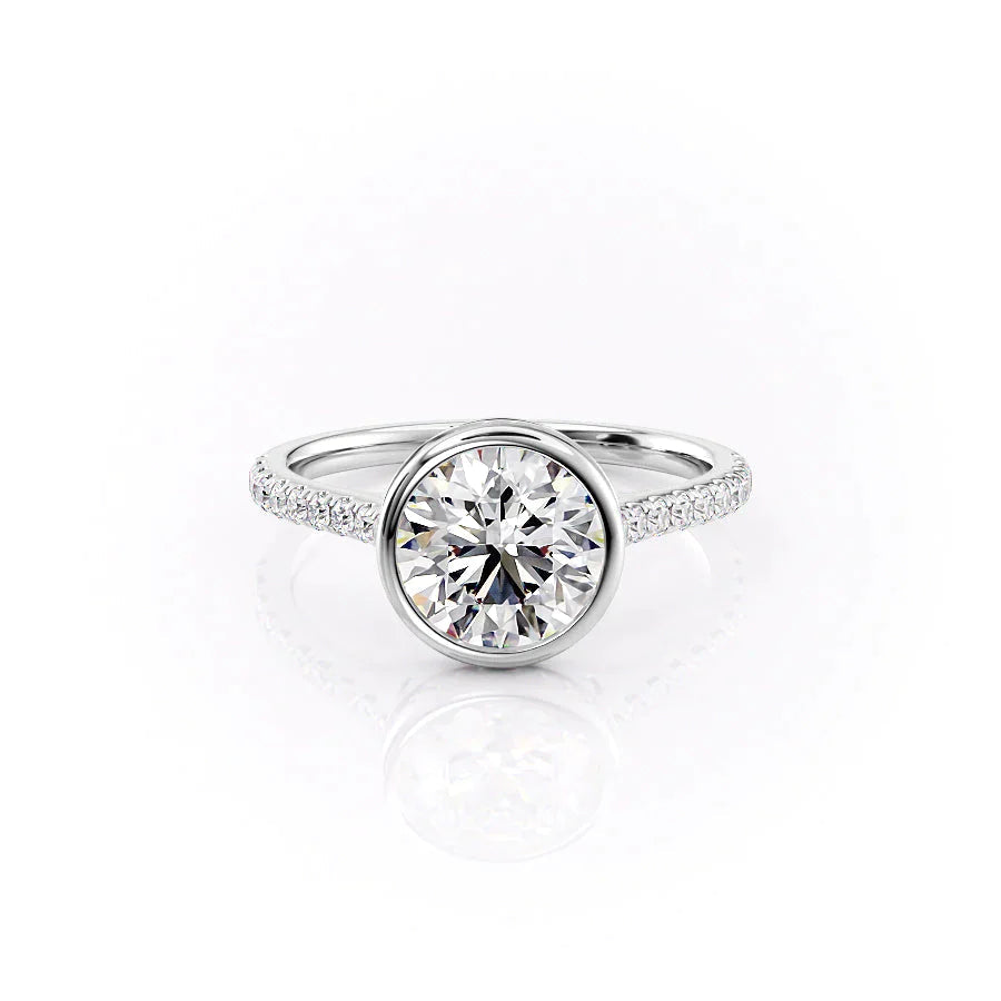 The Pave Charlotte Set With A 1 Carat Round 18K White Gold Lab Diamond