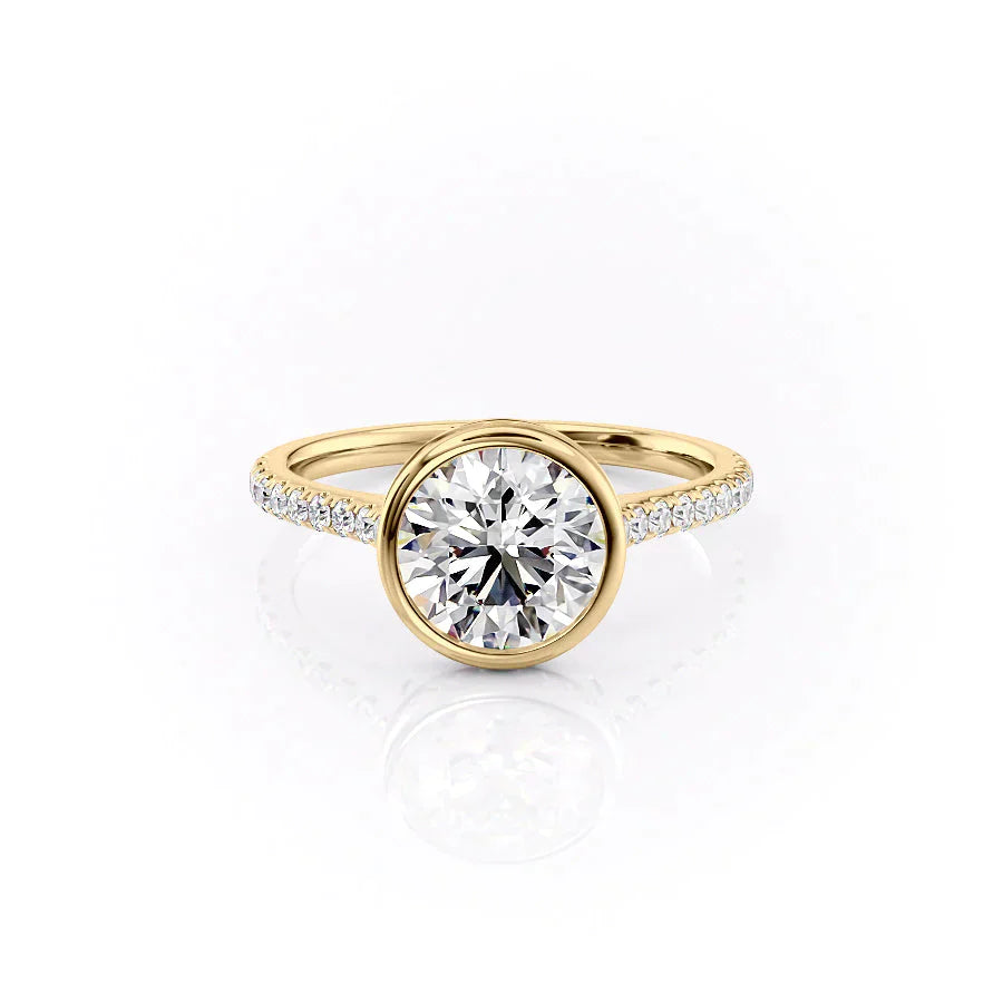 The Charlotte Set With A 3 Carat Round 14K Yellow Gold Lab Diamond