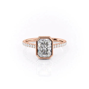 The Pave Charlotte Set With A 3 Carat Radiant 14K Rose Gold Lab Diamond