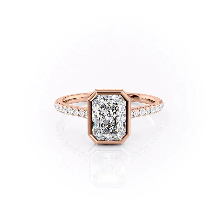 The Pave Charlotte Set With A 1 Carat Radiant 14K Rose Gold Lab Diamond