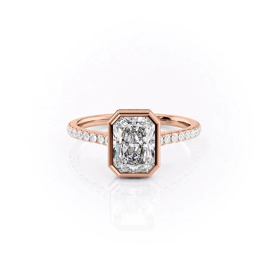 The Charlotte Set With A 1.5 Carat Radiant 14K Rose Gold Lab Diamond