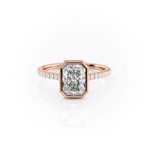 The Charlotte Set With A 2.5 Carat Radiant 14K Rose Gold Lab Diamond