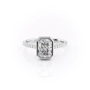 The Pave Charlotte Set  With A 2.5 Carat Radiant 14K White Gold Moissanite