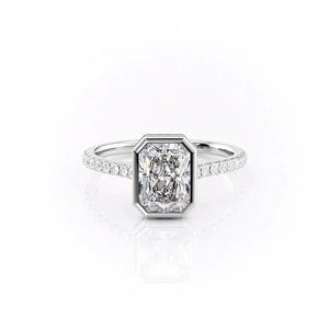 The Charlotte Set With A 1.5 Carat Radiant 14K White Gold Lab Diamond