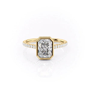 The Pave Charlotte Set With A 2.5 Carat Radiant 18K Yellow Gold Lab Diamond