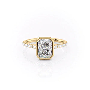 The Charlotte Set With A 3 Carat Radiant 18K Yellow Gold Lab Diamond