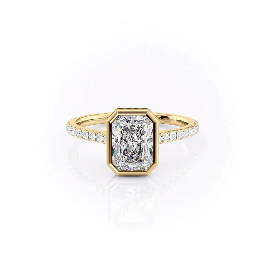The Charlotte Set With A 1 Carat Radiant 18K Yellow Gold Lab Diamond
