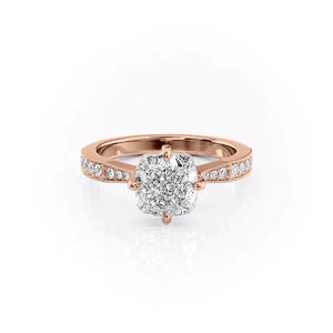 The Rebecca Set  With A 4.5 Carat Cushion 14K Rose Gold Moissanite