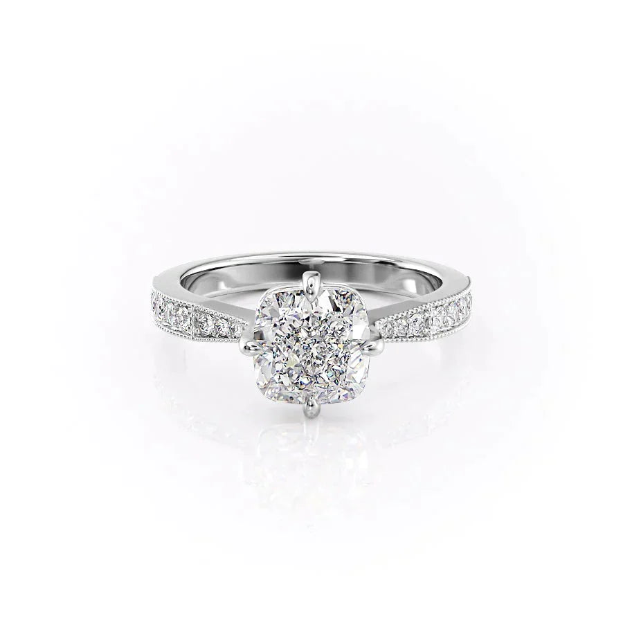 The Rebecca Set With A 2.5 Carat Cushion 14K White Gold Lab Diamond