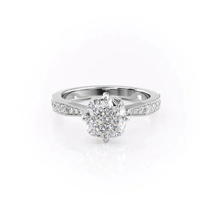 The Rebecca Set  With A 5 Carat Cushion 18K White Gold Moissanite