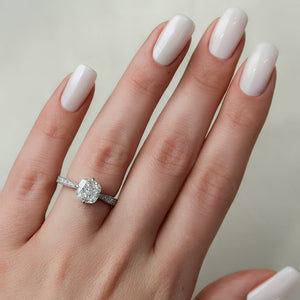 The Rebecca Set  With A 3 Carat Cushion 14K White Gold Moissanite