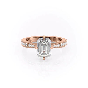 The Rebecca Set With A 1 Carat Emerald 14K Rose Gold Lab Diamond