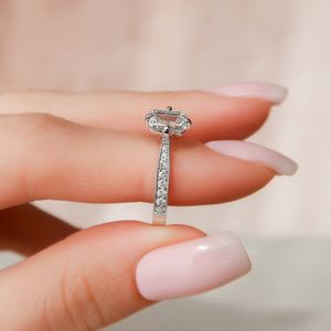 The Rebecca Set  With A 3 Carat Emerald 14K White Gold Moissanite