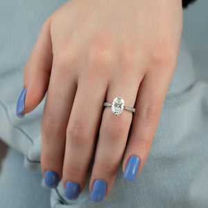The Rebecca Set With A 1 Carat Oval 14K White Gold Lab Diamond