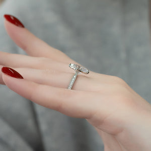 The Rebecca Set  With A 3 Carat Oval 14K White Gold Moissanite