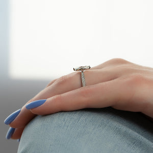 The Rebecca Set  With A 3 Carat Oval 14K White Gold Moissanite