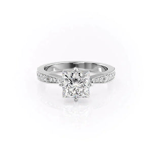 The Rebecca Set  With A 1 Carat Princess 18K White Gold Moissanite