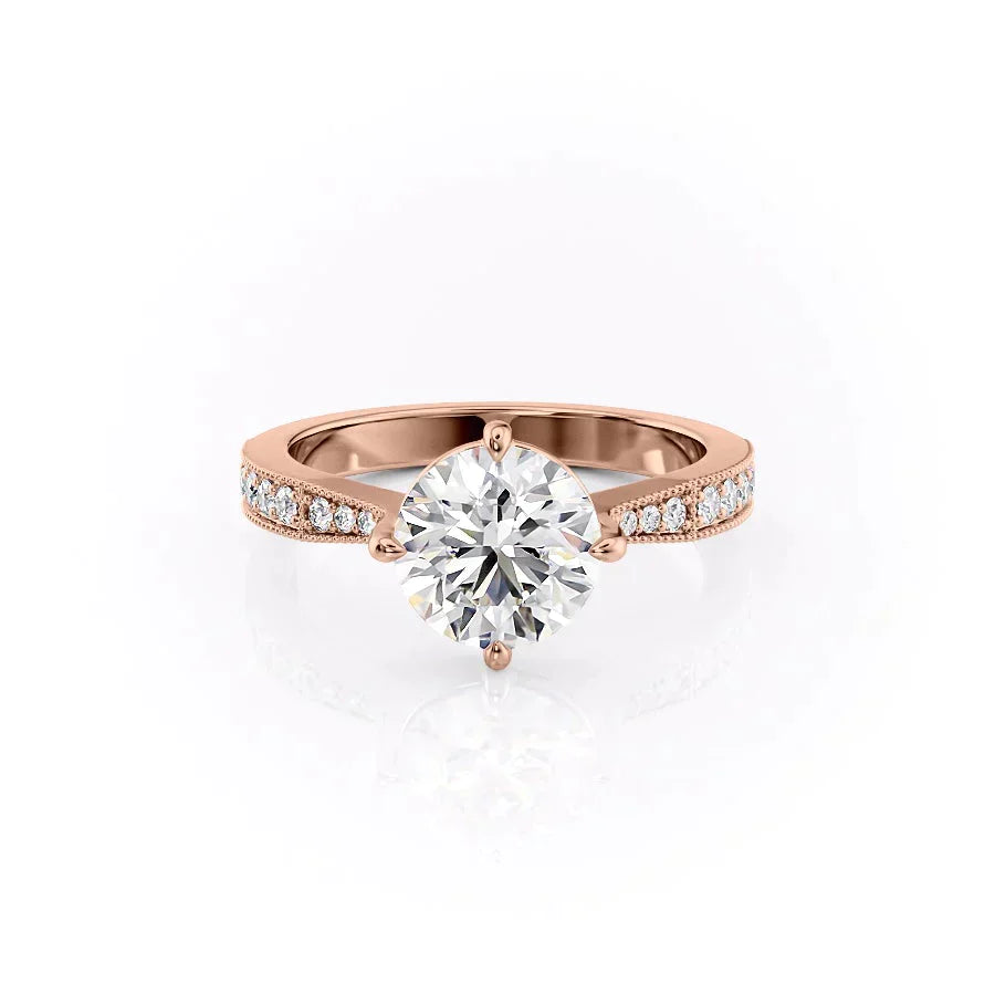 The Rebecca Set  With A 1 Carat Round 14K Rose Gold Moissanite