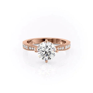 The Rebecca Set  With A 1 Carat Round 14K Rose Gold Moissanite