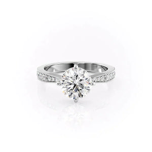 The Rebecca Set  With A 2.5 Carat Round 14K White Gold Moissanite