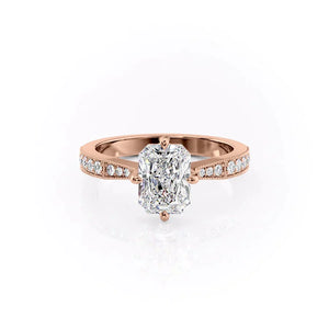 The Rebecca Set With A 3 Carat Radiant 14K Rose Gold Lab Diamond