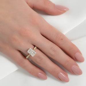 The Rebecca Set  With A 2.5 Carat Radiant 18K Yellow Gold Moissanite