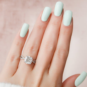The Angelina Set With A 1 Carat Cushion 18K White Gold Lab Diamond