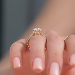 The Angelina Set With A 1 Carat Cushion 18K Yellow Gold Lab Diamond