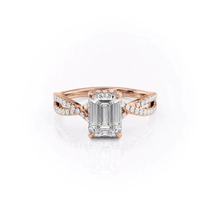The Angelina Set With A 1 Carat Emerald 14K Rose Gold Lab Diamond