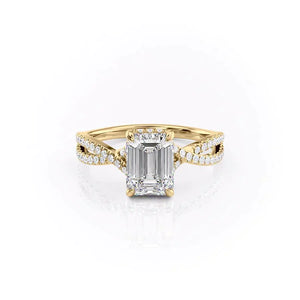 The Angelina Set With A 1 Carat Emerald 18K Yellow Gold Lab Diamond