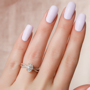 The Angelina Set With A 1 Carat Oval 14K Rose Gold Lab Diamond