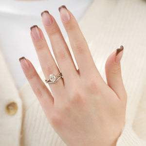 The Angelina Set With A 1 Carat Oval 14K Rose Gold Lab Diamond