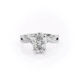 The Angelina Set With A 1.5 Carat Oval 14K White Gold Lab Diamond
