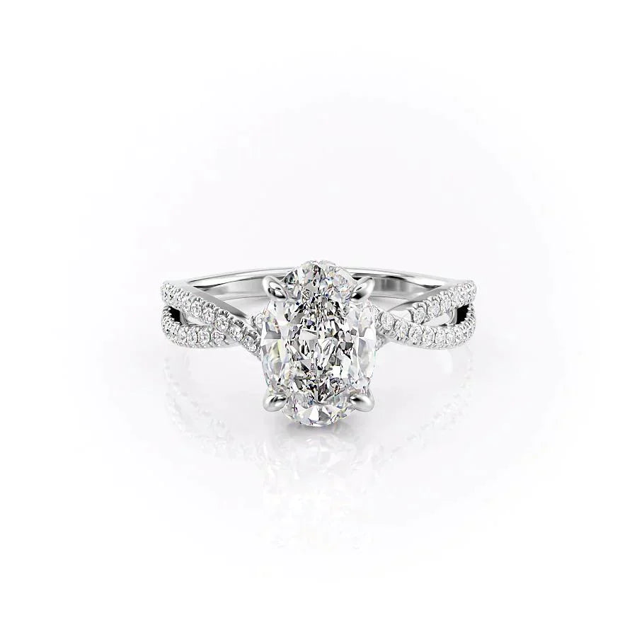 The Angelina Set With A 1 Carat Oval 18K White Gold Lab Diamond