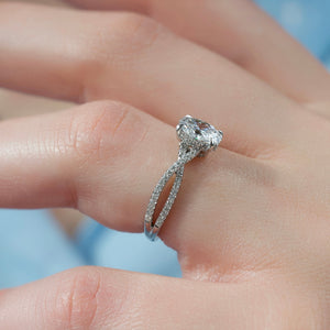 The Angelina Set With A 1 Carat Oval 18K White Gold Lab Diamond