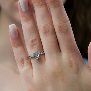 The Angelina Set With A 1 Carat Oval 18K White Gold Lab Diamond